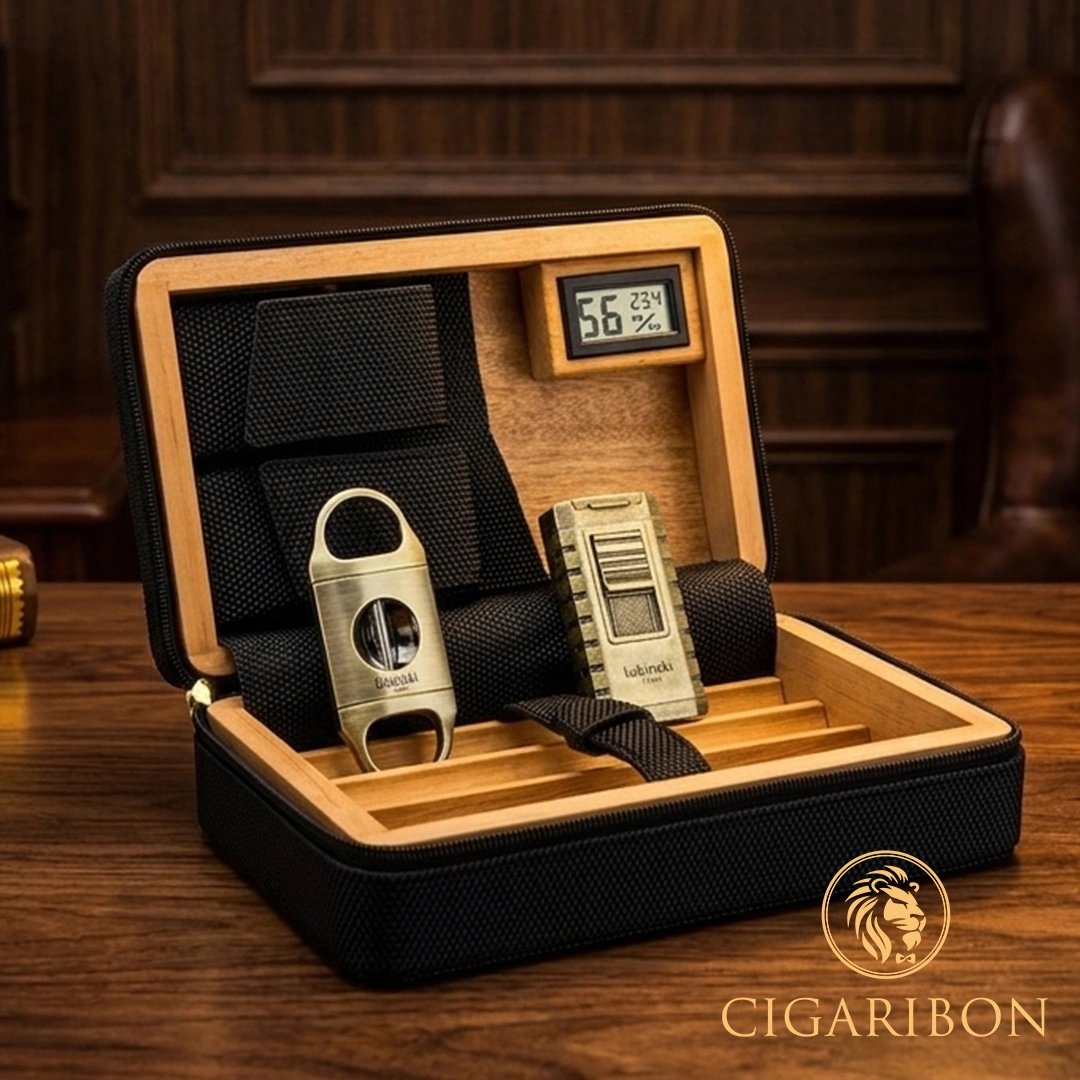 TRAVEL CIGAR HUMIDOR LUBINSKI WITH HYGROMETER YJA 50016