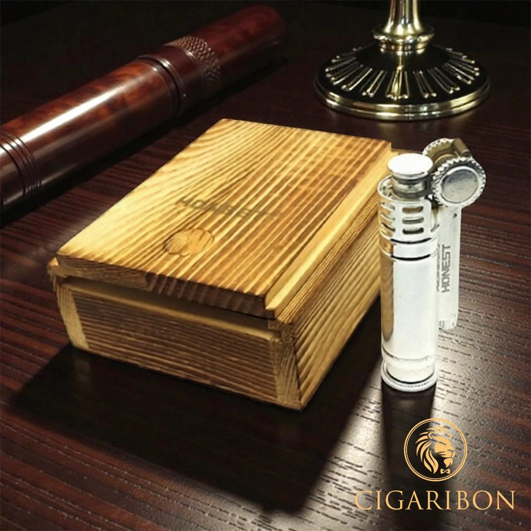 KOREK API KLASIK WOODEN BOX WINDPROOF HONEST BCZ468-1