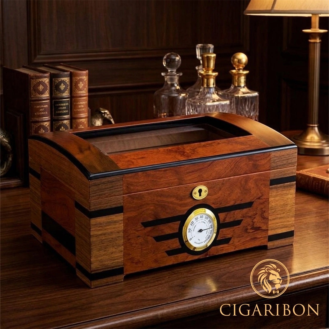 HUMIDOR PENYIMPANAN CERUTU DENGAN HYGROMETER ELEGANT CH0064